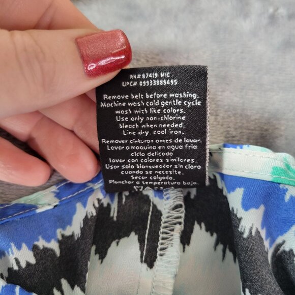 George Womens Mini Dress S Blue Green Black Abstract Print Sleeveless Summer‎ - Picture 9 of 10